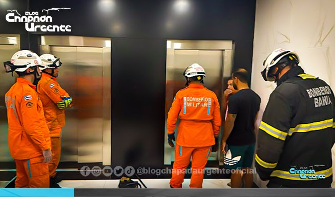 Atendimento ágil: Corpo de Bombeiros resgata trio preso em elevador na movimentada Praça Castro Alves, Jacobina.