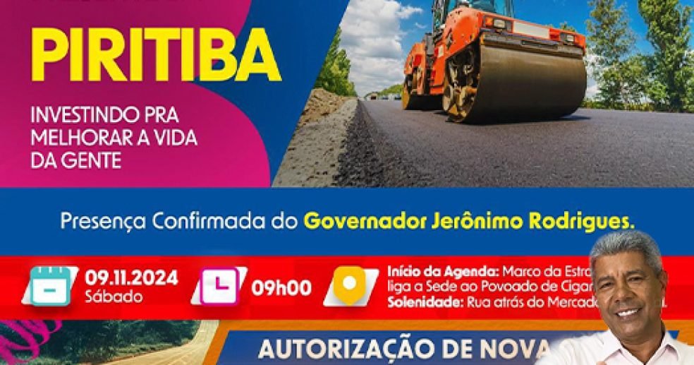 Governador-Jerônimo-Rodrigues-assinará-ordem-de-início-das-obras-da-pavimentação-histórica-entre-Piritiba-e-Cigana-em-visita-ao-município