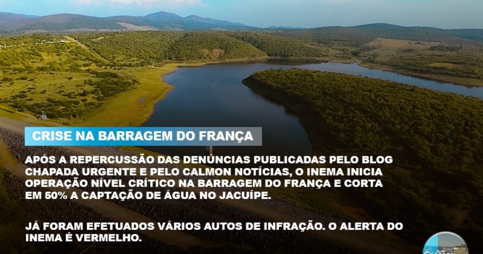 Inema inicia operação na Barragem do França e corta em 50% a captação de água no Jacuípe